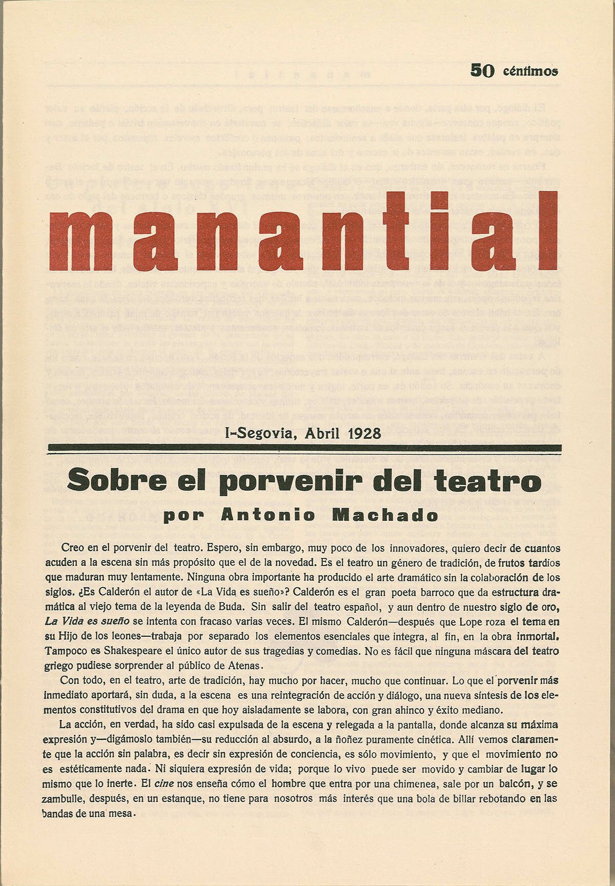 PAG 7 PORTADA MANANTIAL - Antonio Machado en Segovia. Vida y Obra
